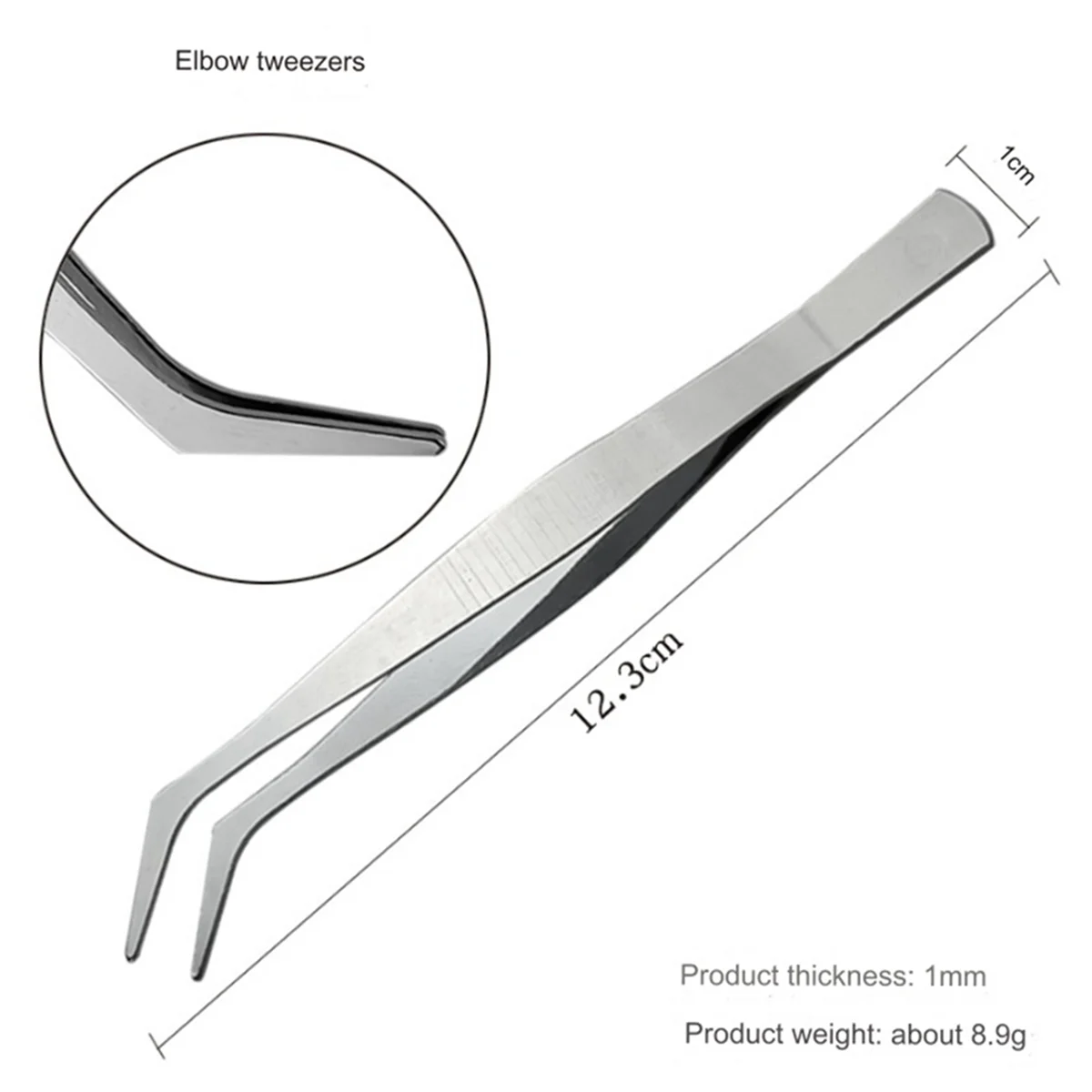 4-Piece Set of Stainless Steel Combination Tweezers, Elbow Tip, Labor-Saving Pliers,Cross-Reverse Flat-Mouth Stamp Clips