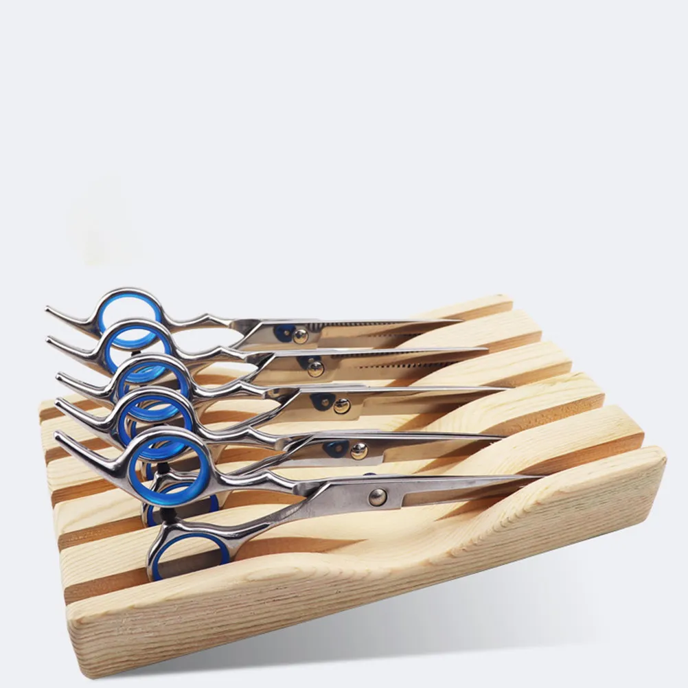 

1Pcs Barber Shop Scissors Storage Holder Wood Color Large Capacity Hairdressing Tools Organizer Scissors Display Salon Rack