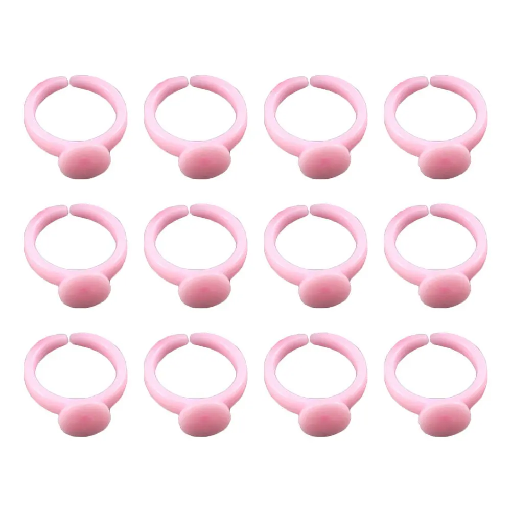 100Pcs Pink Adjustable Plastic Ring Bases DIY Jewelry Making Bezel Trays Handmade Craft Supplies