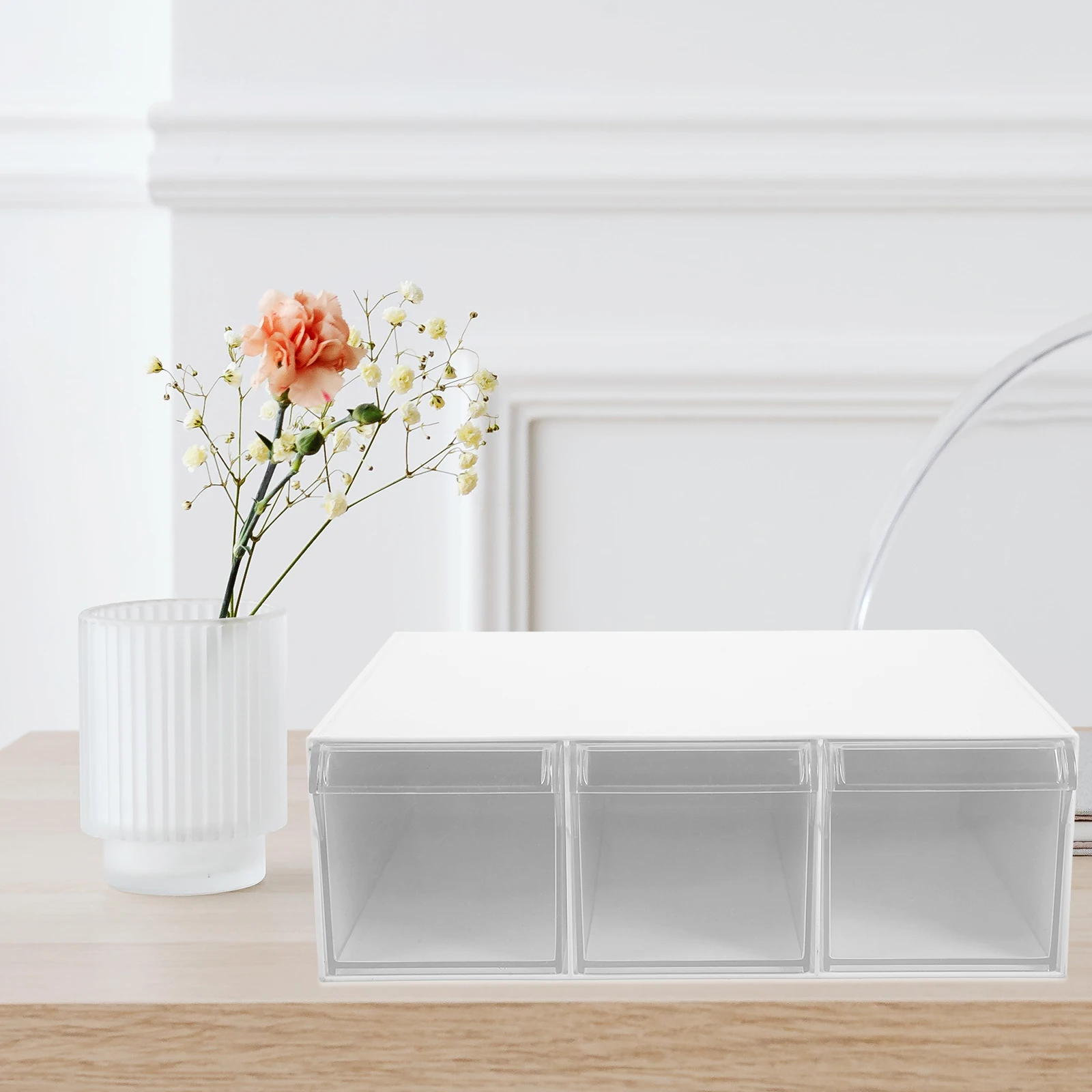 

3 Drawer Storage Case Desk ganizer Large Capacity Transparent Acrylic Document File Paper Stationery Makeup Storage Drawer