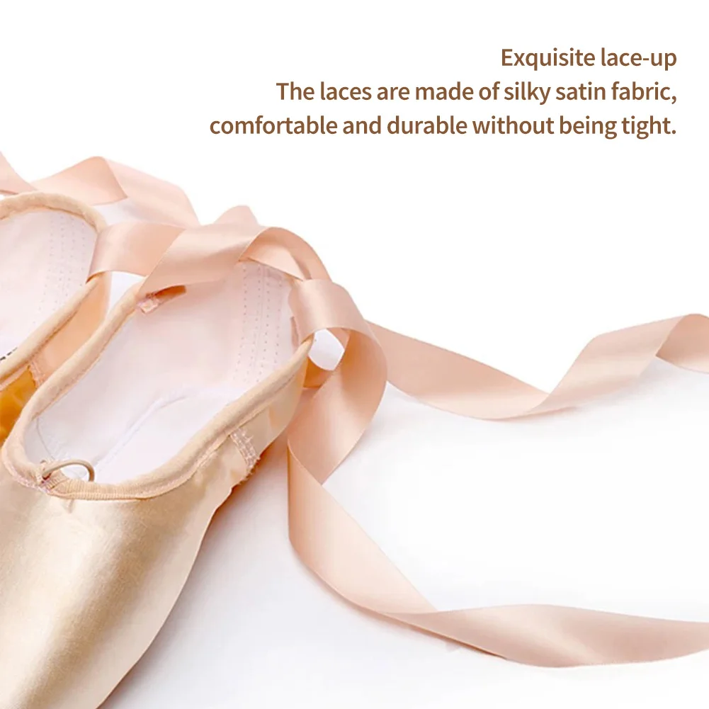 Child Adult Ballet Shoes with Ribbons Satin Girls Ballerina Ballet Pointe Shoes Practise Ballerina Shoes Women Dance Shoes