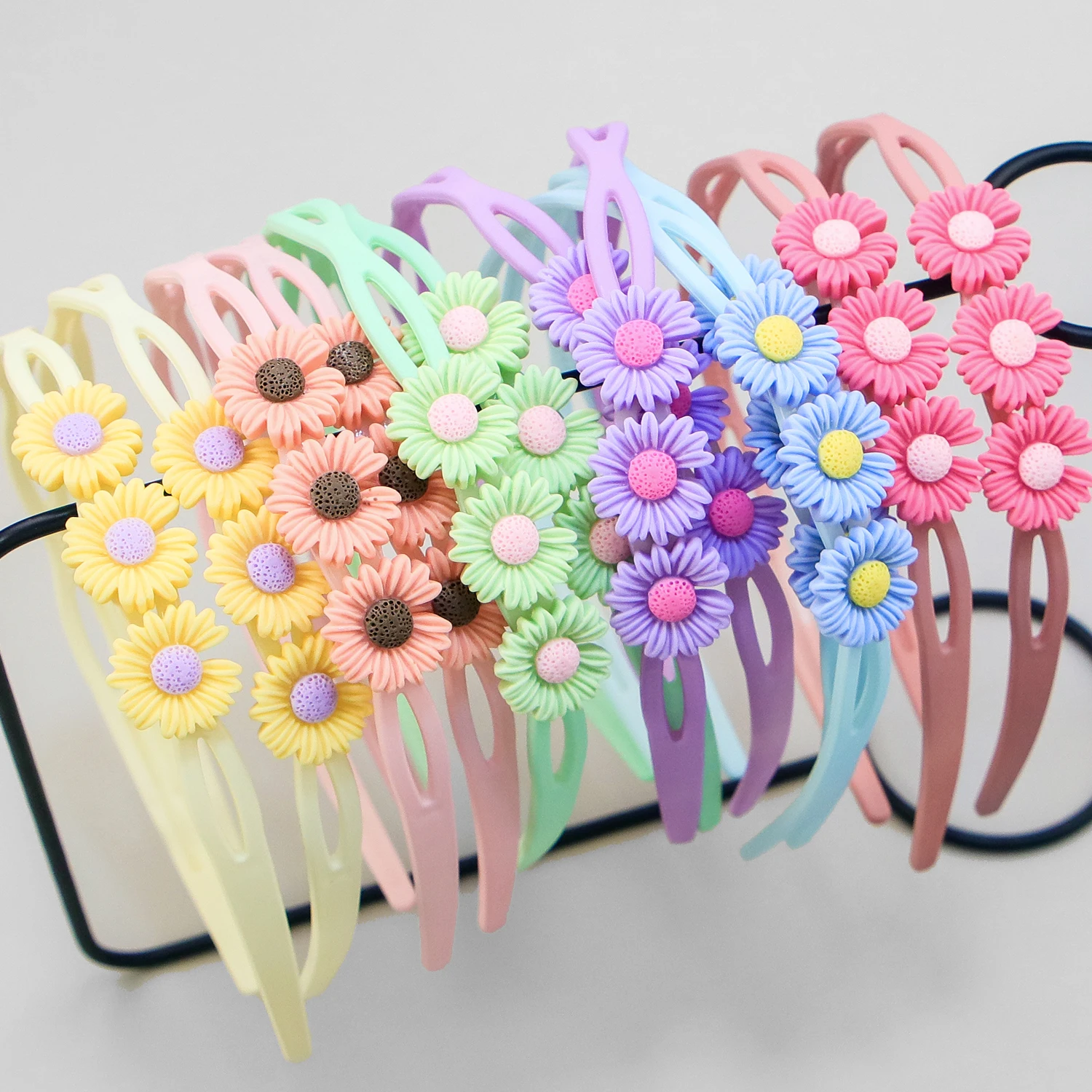 6PCS Girls Flower Headbands Candy Color Plastic Teeth Hairbands Kids Floral Hairband Family Decoration Party Hair Accessories