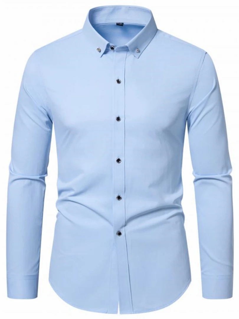 Chemise à manches longues élastique pour hommes, chemises minces respirantes, anti-rides, confort d'affaires, mode printemps automne, nouveau, 2024