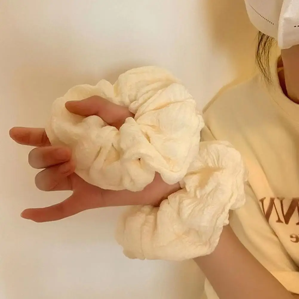 

Hair Tie High Elasticity Large Widened Size Hair Rope Wrinkled Texture Pure Color Ponytail Buns Holder Hair Accessory 헤어 로프