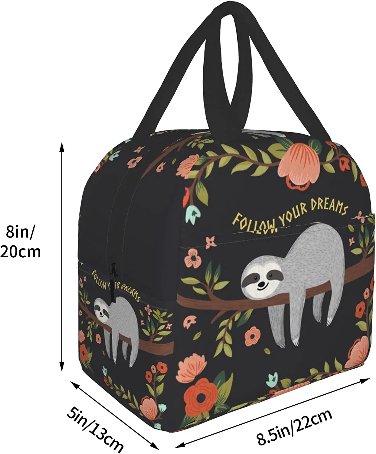 Sloth Lunch Bag Siga Seus Sonhos Sloth Lunch Box Isolado para As Mulheres Reutilizáveis Cooler Teto Sacos para o Trabalho Escola Piquenique