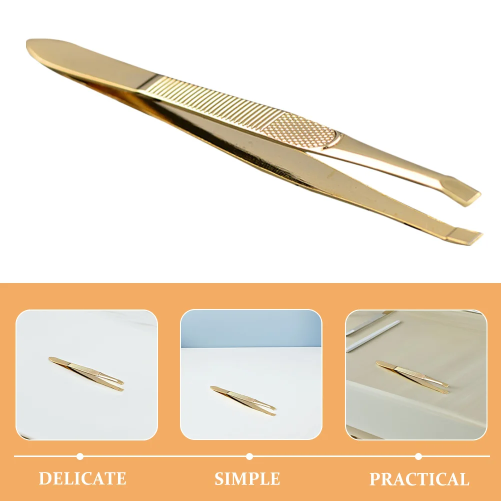 2Pcs Eyebrow Tweezers Gold Plated Stainless Steel Precision Grooming Tools for Women Girls Eyelash Extensions Multipurpose