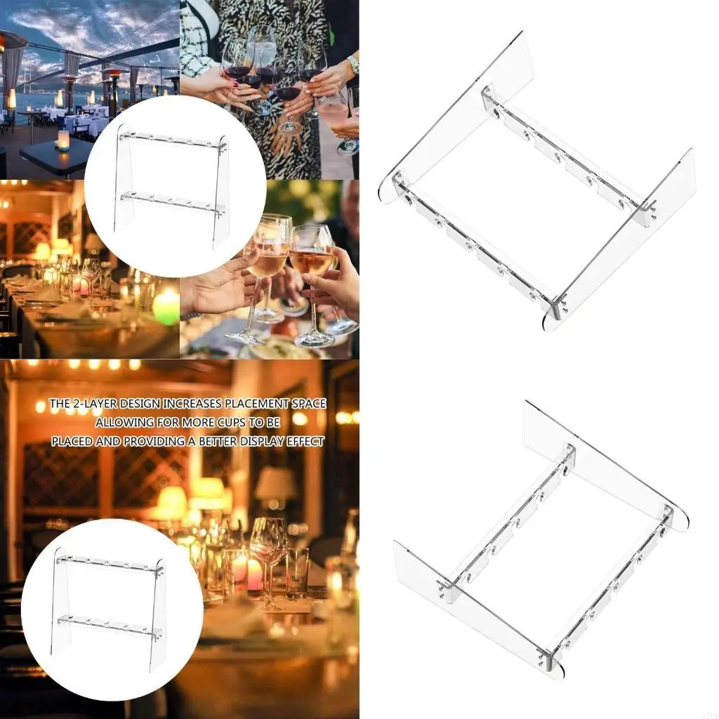

Unique Acrylic Champagne Flute Organizers Elegant Clear Acrylic Wine Glass Hanging Organizers 10 Slots Champagne Tower N2UD