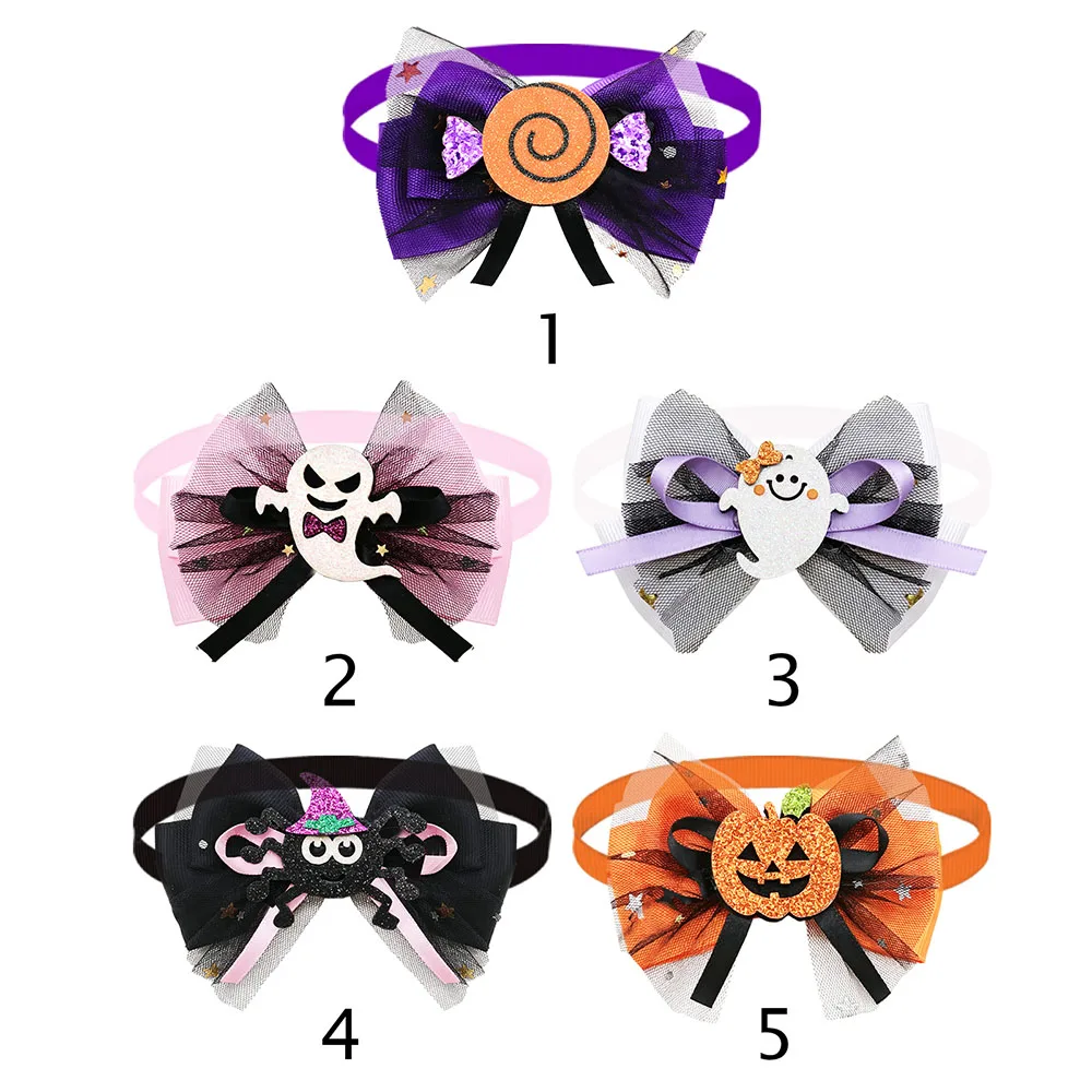5/10 Stück Halloween-Party-Hundeschleifen, verstellbare Welpenhalsbänder, kleine Katzenhalsketten, lustige Spitzen-Haustierpflege-Accessoires für Hunde – Detail 6