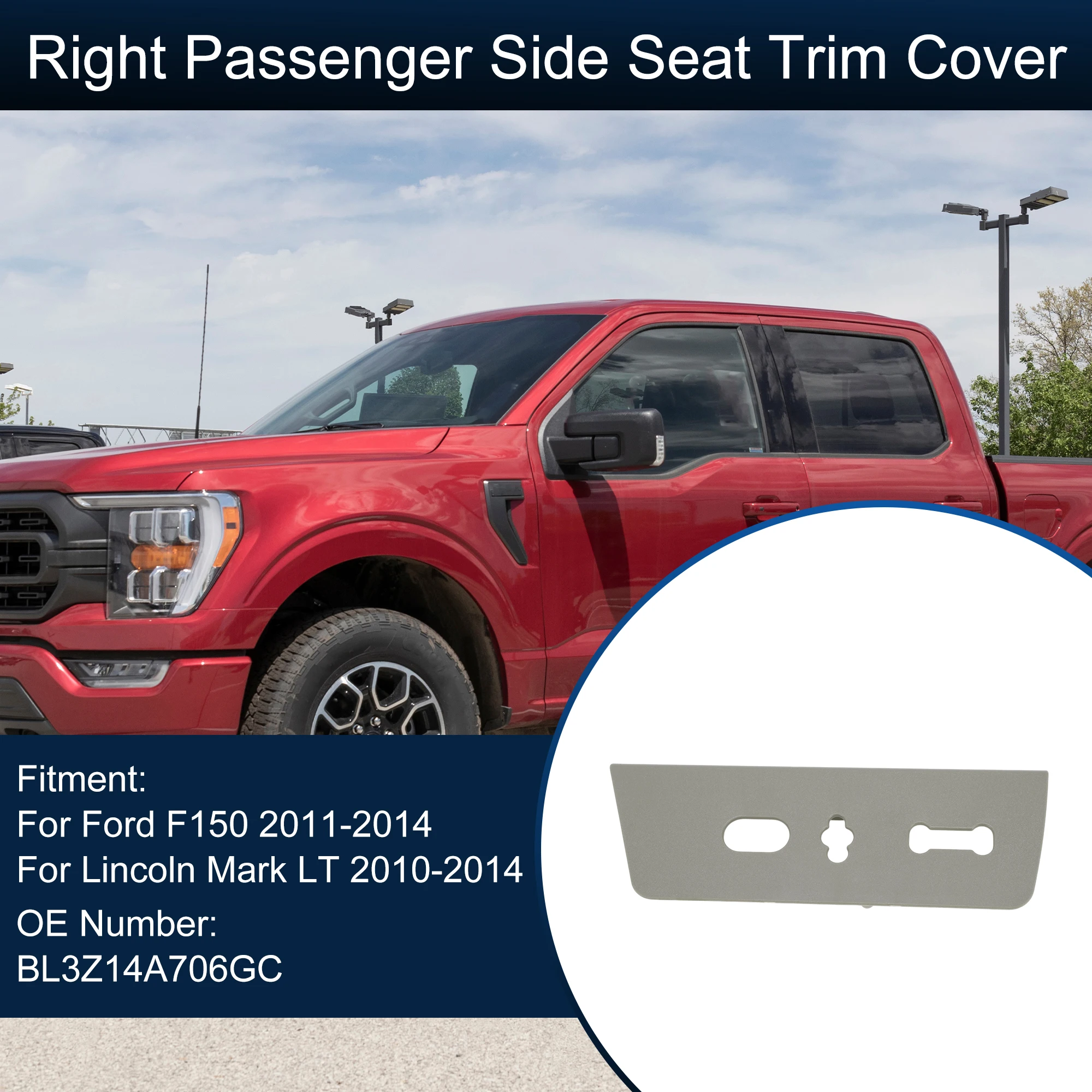 

UXCELL Front Right Passenger Side Seat Switch Housing Panel Bezel for Ford F-150 11-14 Front Seat Track Trim Cover Taupe