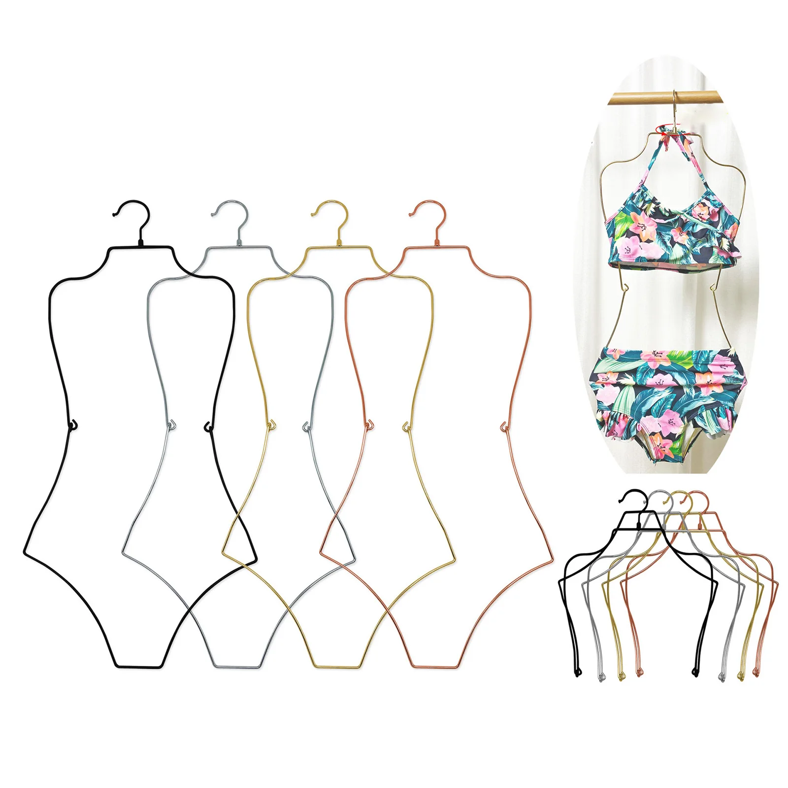 Metal Wire Body Shape Bikini Hanger Swimsuit Display Hanger Lingerie Hanging Rack for Cloakroom Shops Stores Closet Wardrobe