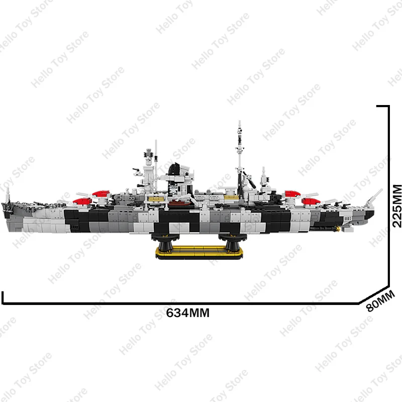 WW2 Germany Military Battleship Building Blocks Admiral Hipper Class Cruiser Model Classic Navy Heavy Cruiser Brick Toy Boy Gift