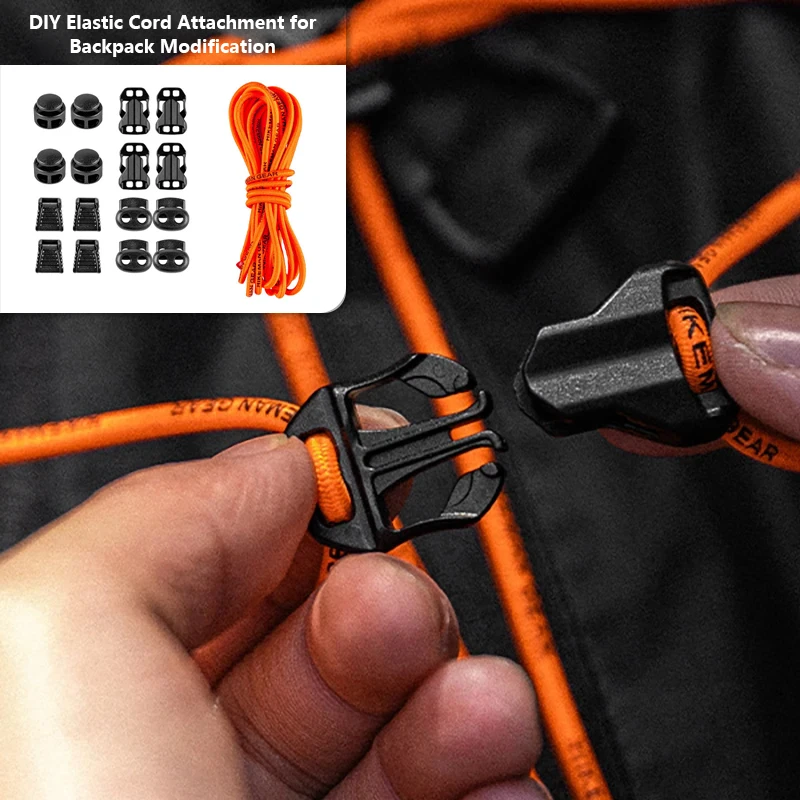 

Adjustable DIY Backpack Buckle - Elastic Expansion Strap for Outdoor Hiking & Camping Backpacks (External Hanging Fastener)