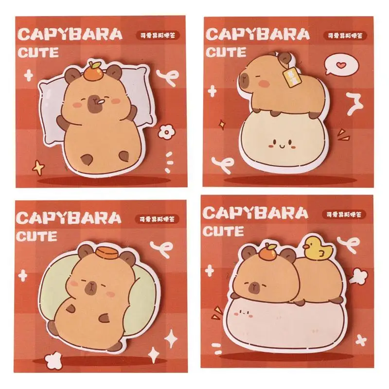 30 hojas de dibujos animados de capibara heteropico, cuaderno de notas adhesivas, papel para mensajes, notas adhesivas bonitas, suministros escolares, notas de papel, regalos