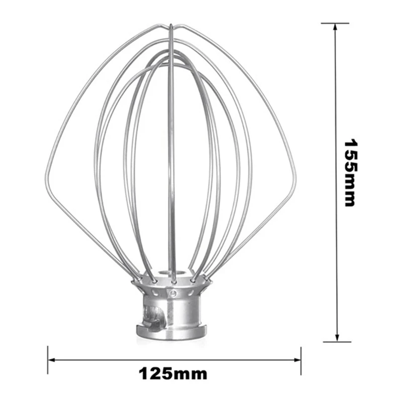 Stainless Steel Whisk 5K452WW For Kitchenaid Kitchen Machine 5KSM90-5KSM185