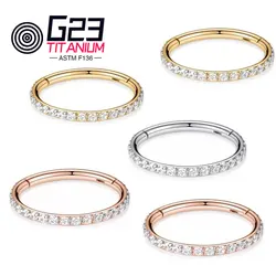 1PC 6-12MM G23 Titanium CZ Opal Hinged Pitch Ring Nose Ring Open Small Nasal Septum Cartilage Women Earring Perforated Jewelry