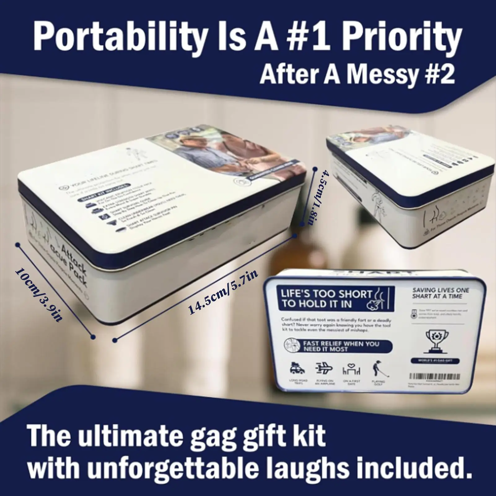 Gag Survival Kit Portable Compact with Wet Wipes Poop Survival Prank Set for Husband Men Family Friends Teens Adults Birthday