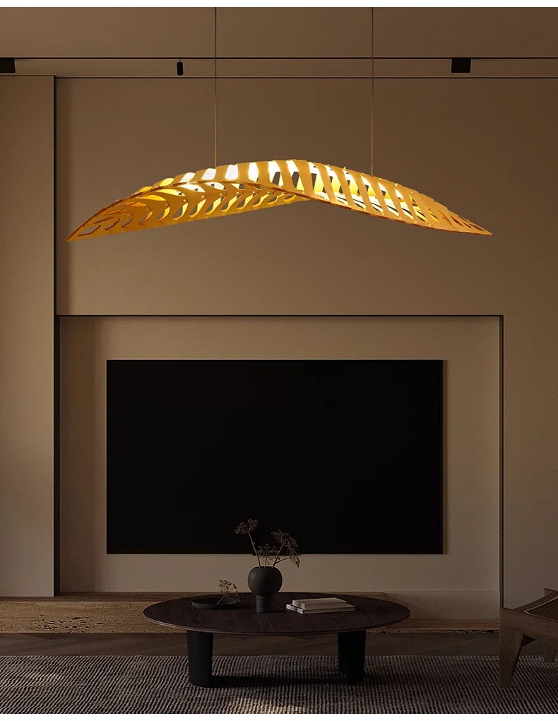 Nordic Wood Fish Bone LED Pendant