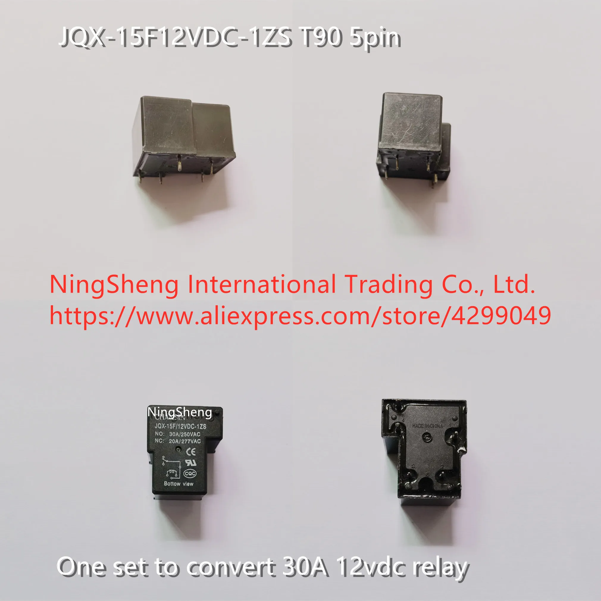 Original new 100% JQX-15F12VDC-1ZS T90 5pin one set to convert relay 30A 12vdc