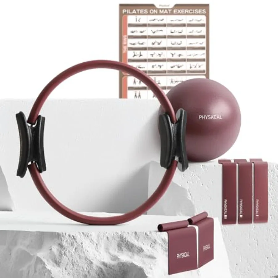 

Pilates Kit, 15-Inch Pilates Ring with 1x Core Ball, 3X Resistant Loops and 2X Flex Bands, Home Pilates Equipment Set and Mat P