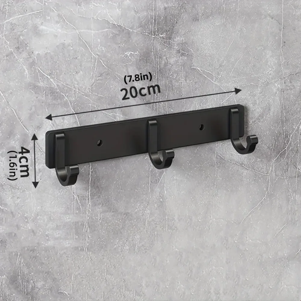 1pc Modern Black Aluminium Wall Mounted Hooks - Superb for Towels, Coats and Clothes in Bathroom Space