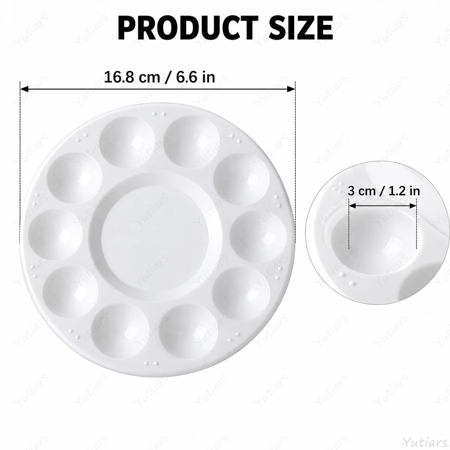 5/10PCS Paint Palette 10-Well Round Mixing Tray for Watercolor Acrylic Gouache Painting, Plastic Artist Palette Art Supplies