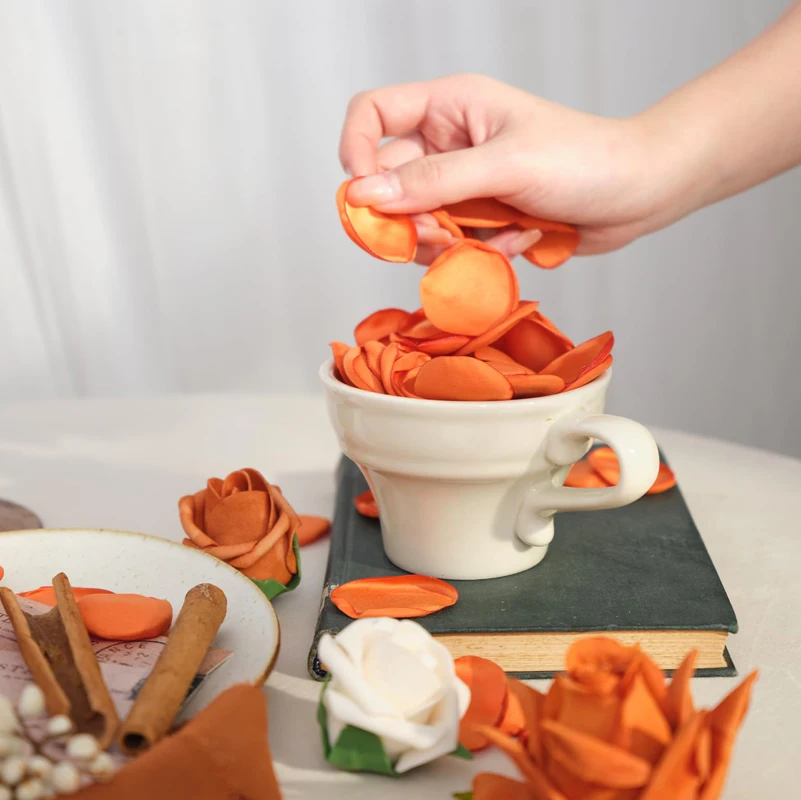 100pcs/bag Orange Silk Satin Rose Petals Artfical Flowers Wedding Decor Throwing Petals Marriage Accessories image 3