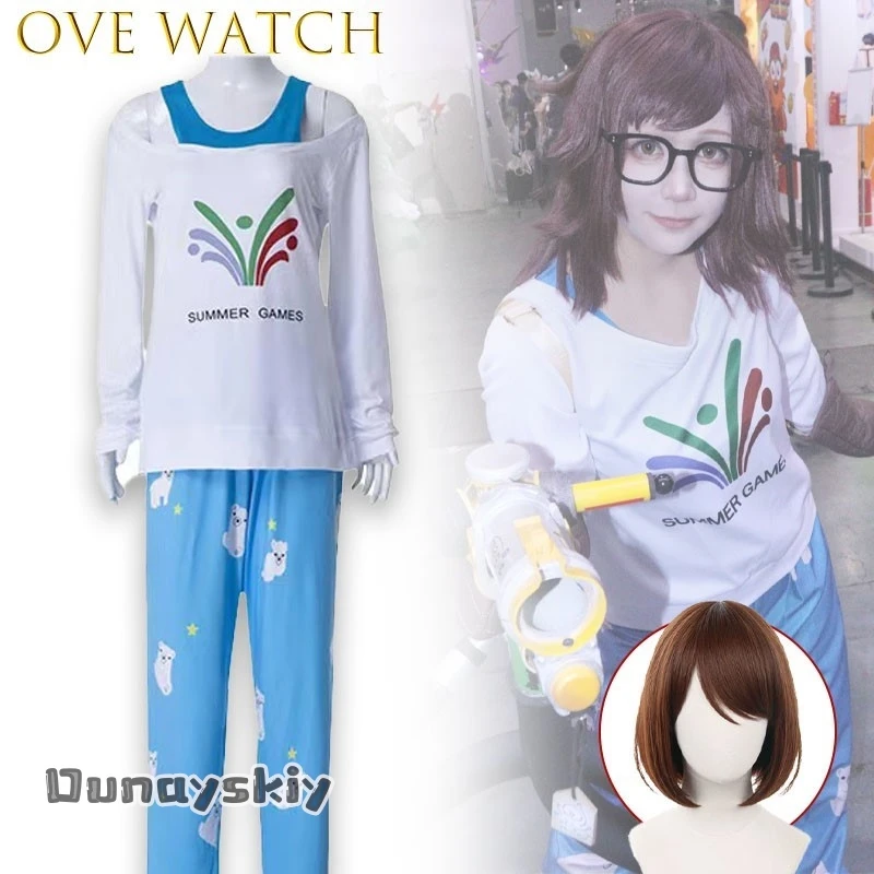 aBAzOS*@Ove Watch Mei Zhou Meiling Pajama Awakening Polar Bear Cosplay Outfit Anime Game Pant Wig Carnival Outfit Halloween view 2