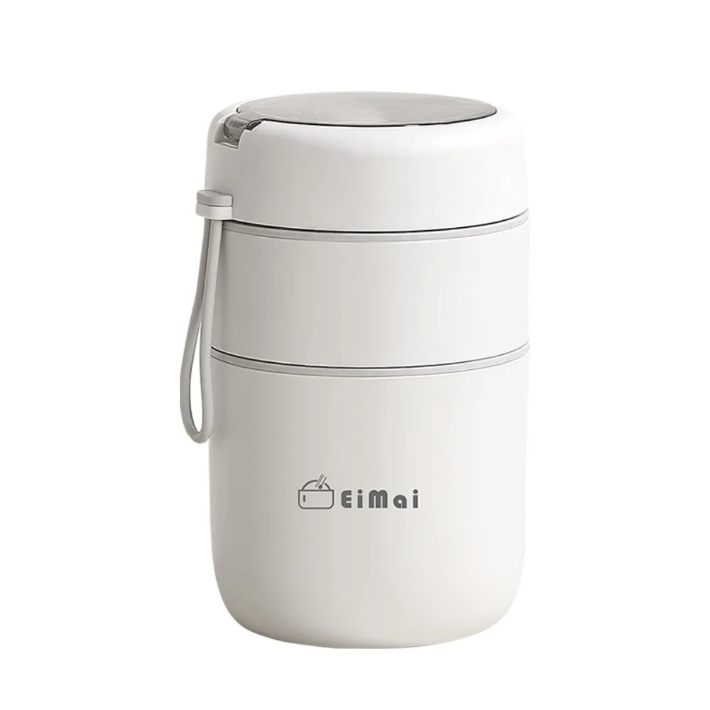 

Stainless Steel Thermal Lunch Box 680ml Leak-Proof Double Layers Lunch Box with Spoon Multi-Layer Insulated Food Container