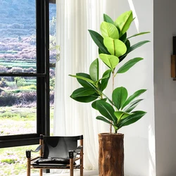 74-140cm Large Artificial Banyan Tree Tropical Fig Tree Fake Plants Branch Real Touch Fiddle Leaves for Home Garden Office Decor