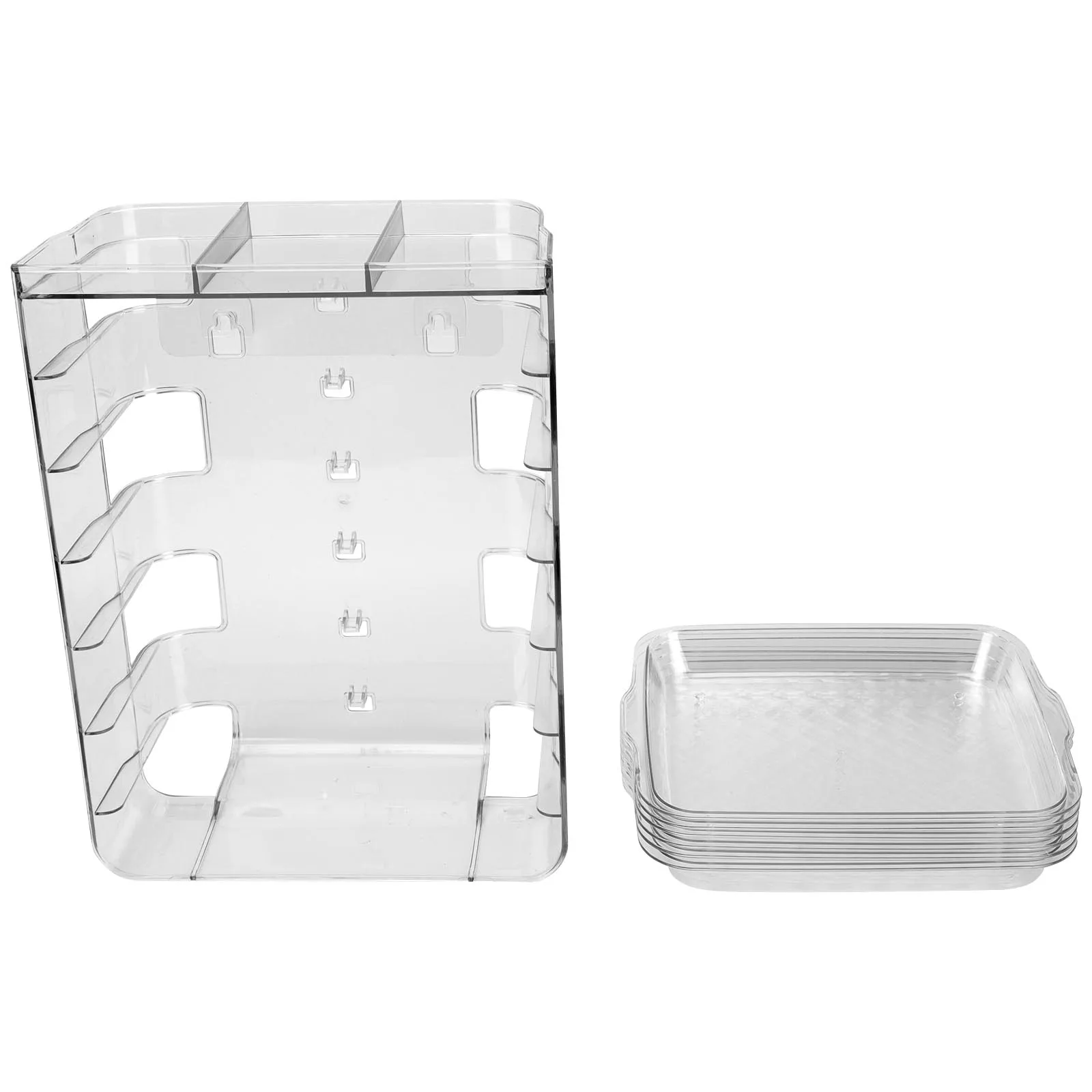 

1pc H-Shape Stackable Transparent Food Storage Rack Drawer Type Kitchen Organizer Dishes Tray for Cooking Serving Appetizer