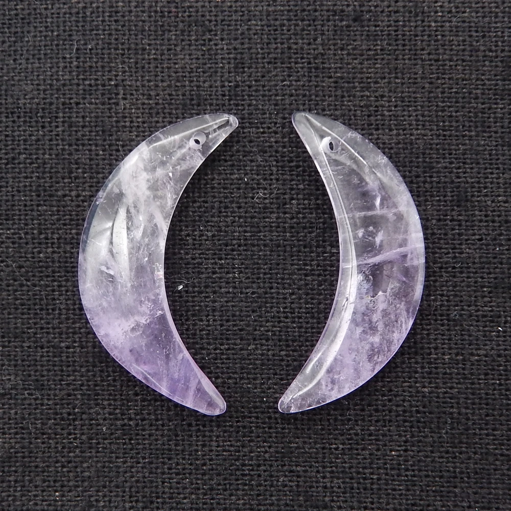 Natural Amethyst Moon Shape Earrings Gemstone,For Women Handmade DIY Beads Jewellery Making