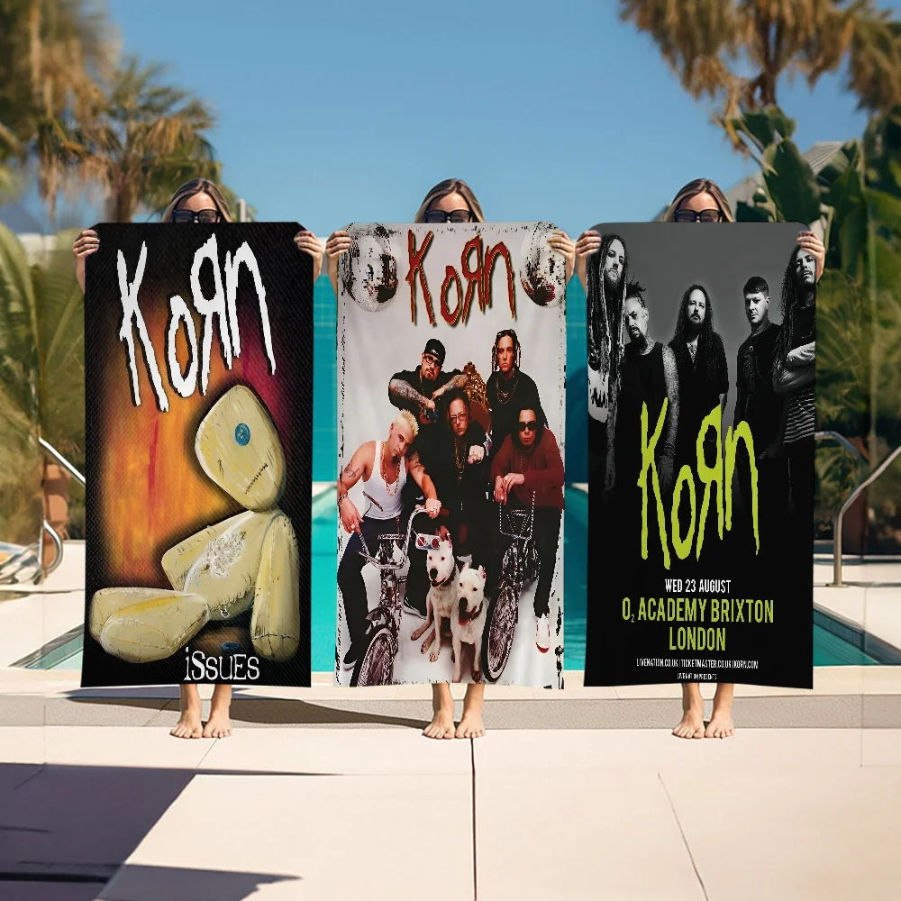 

K-Korn Rock Band Beach Towel Colorful Bath Towels For Girl Microfiber Quick Dry Custom Sand Free Beach Yoga Spa Gym Pool