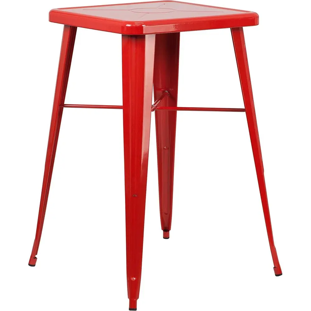 

23.75 Square Red Metal Bar Height Table, Commercial Grade, Indoor-Outdoor Use