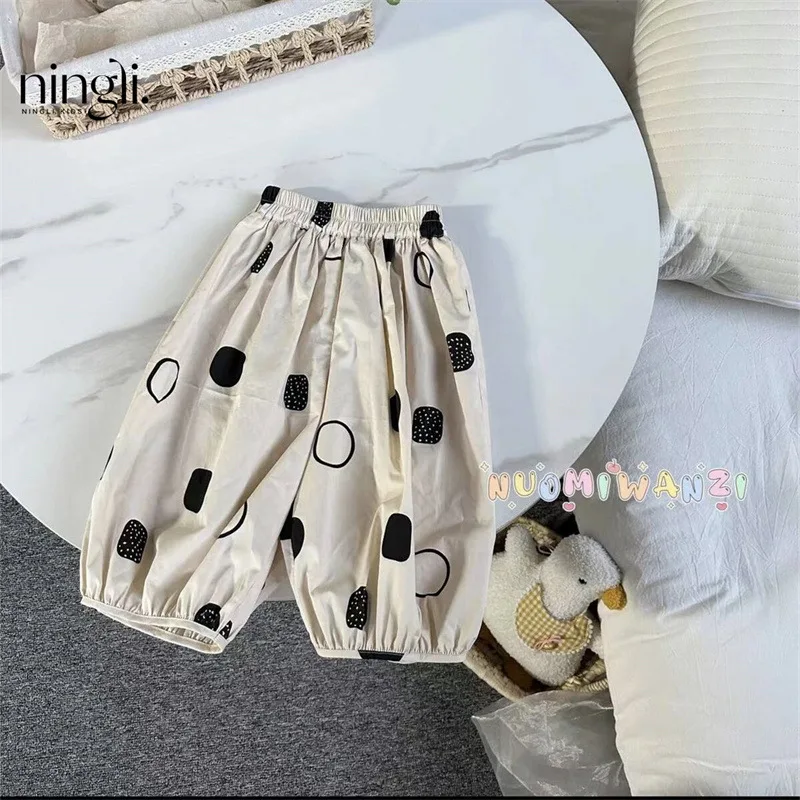 Summer New Fashion Pants for Boys and Girls Trendy Children Korean Style Trendy Child Polka Dot Quick-Drying Anti Mosquito Pants