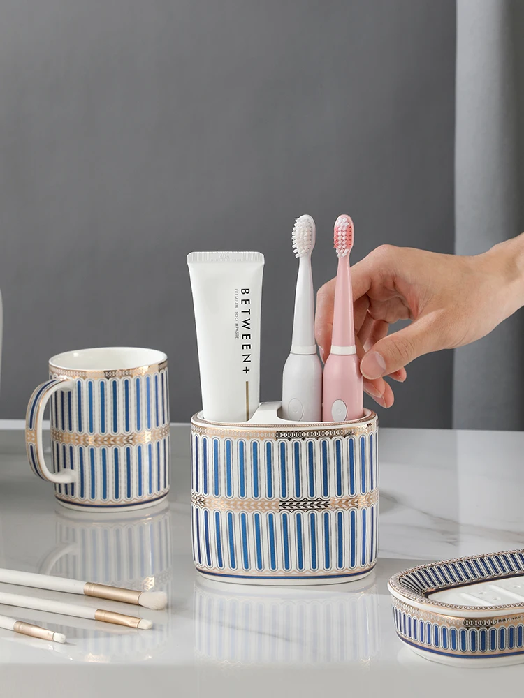 Ins Popular Nordic Bathroom Accessories Set Ceramic Toothpaste Holder Toothbrush Holder Storage Organizer для зубных щеток