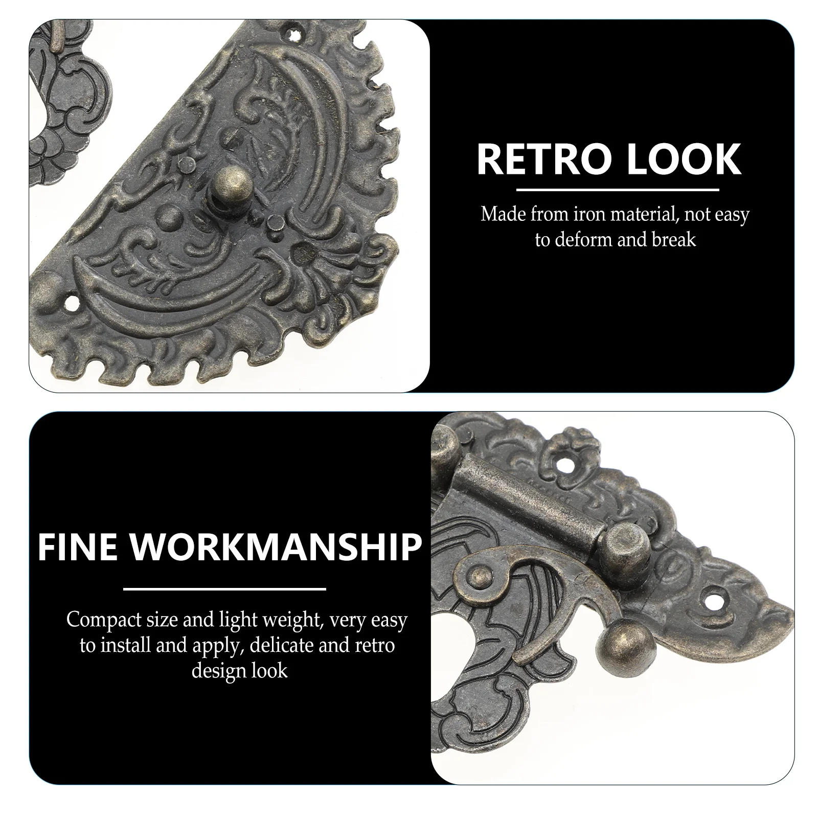 

3Pcs Jewelry Box Lock Hasp Solid Zinc Alloy Vintage Style for Gift Wine Memorabilia Boxes Cabinet Closure Hardware