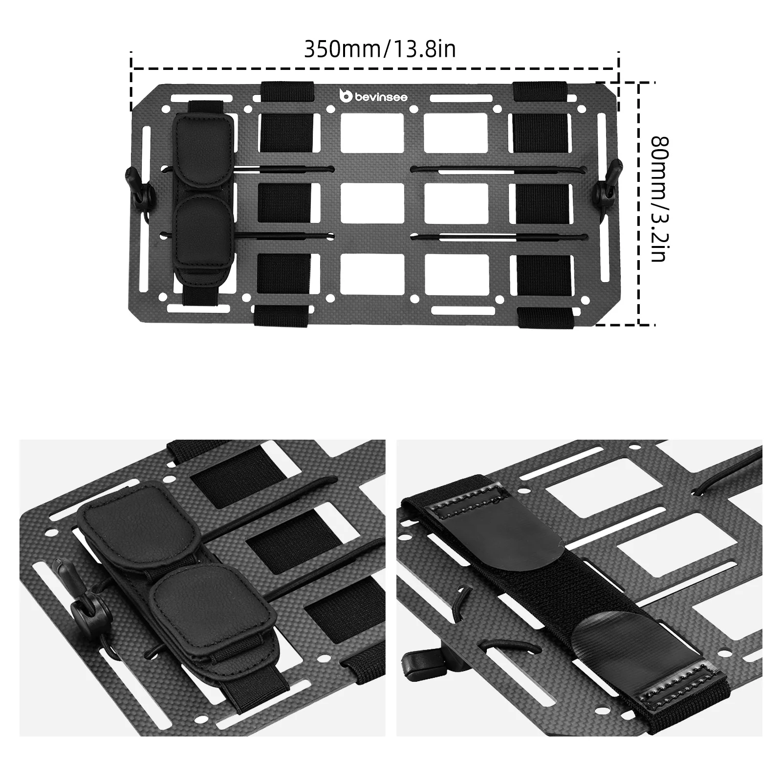 BEVINSEE für alle Toyota 4Runner Auto-Sonnenblenden-Organizer aus Kohlefaser, Ersatz für 74320-35A91-B1/74310-35B01-B1 – Detail 2
