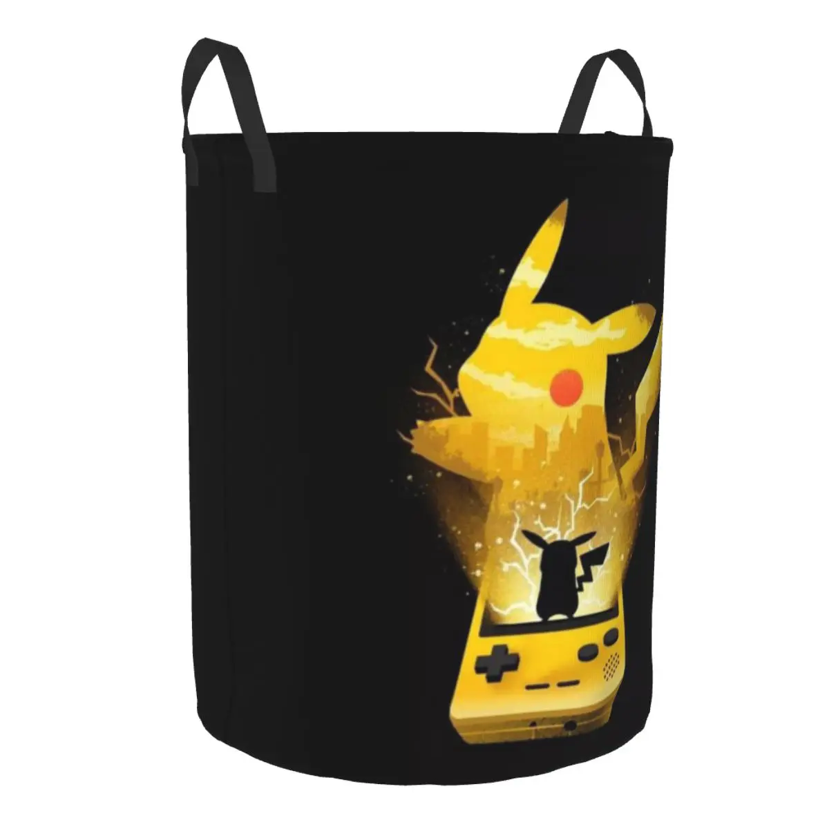 Custom P-Pikachus Play Game Laundry Basket Foldable Toy Clothes Hamper Storage Bin for Kids Nursery