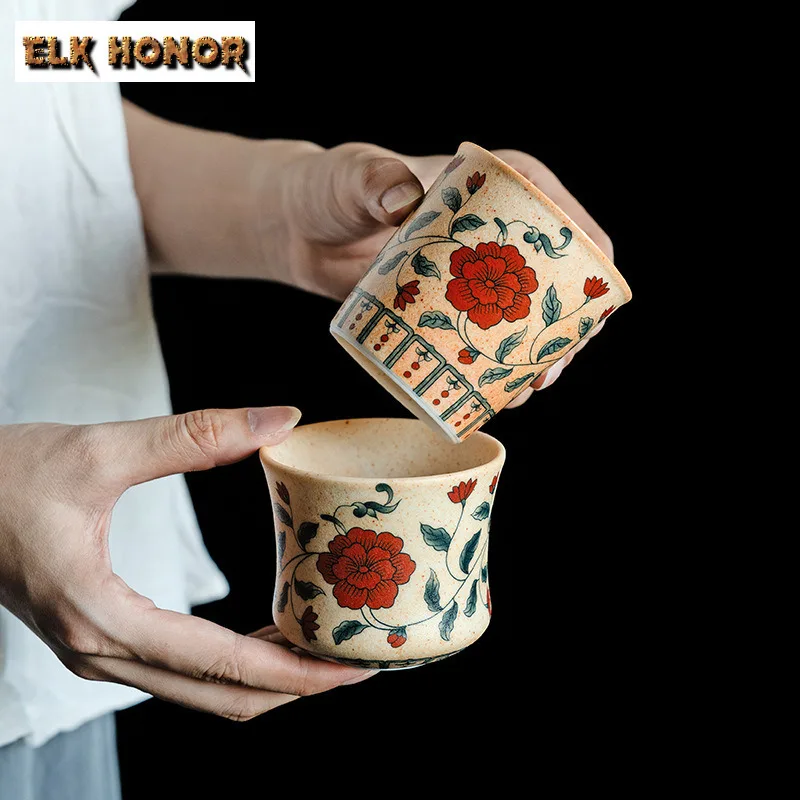 

Запутанная чайная чашка с красным лотосом, керамическая чайная чашка в стиле дзен, большая емкость, дегустационная кружка, одиночные чашки ручной работы, мастер-чашки, украшения для чайной посуды