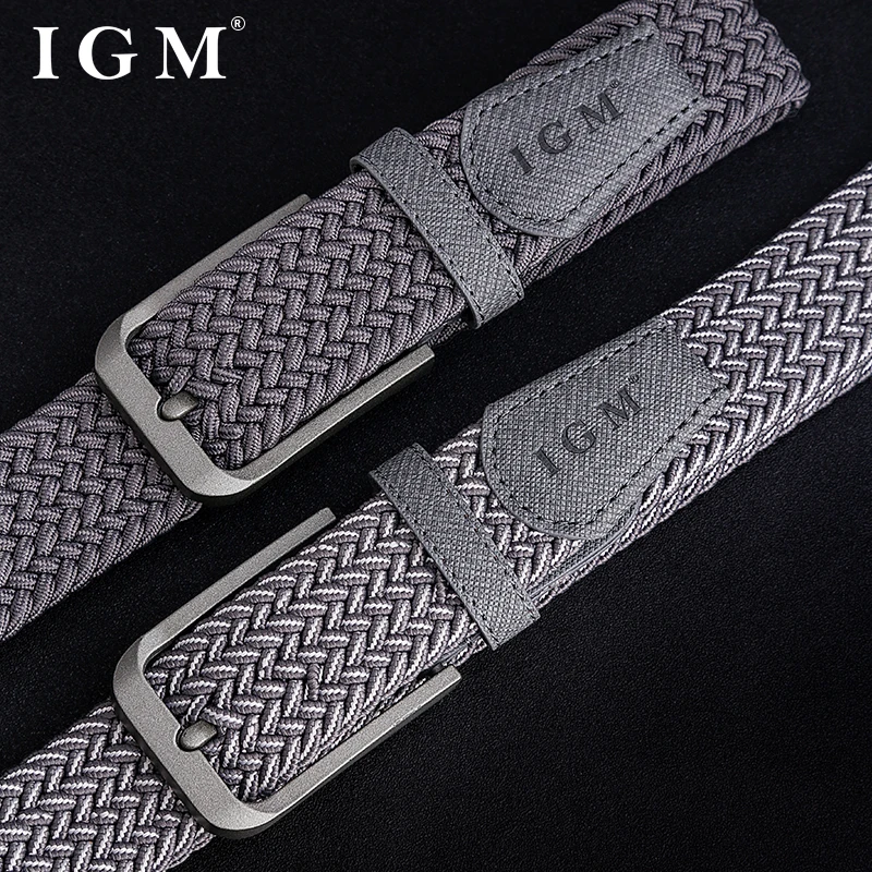 Men\'s metal pin buckle casual fashion high quality elastic jeans canvas stretch woven belt