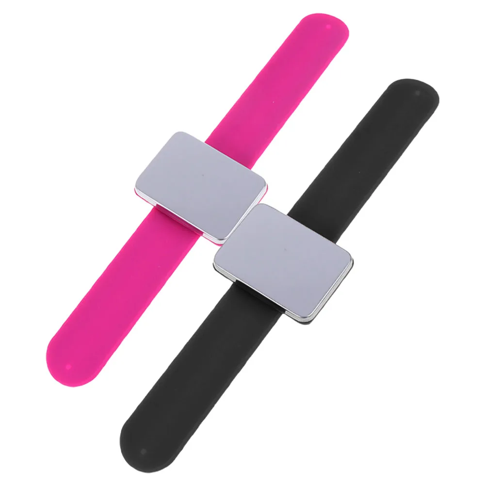 

2 Pcs Magnetic Treatment Wrist Strap Pin Holder Wristband for Hair Stylist Cushion Silicone Bracelet Tools