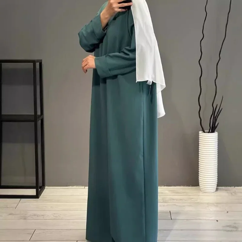 

Women's Simple Long Dress Autumn Solid Loose and Comfortable Regular Long-sleeved O-neck Casual Retro Female vestidos Dresses