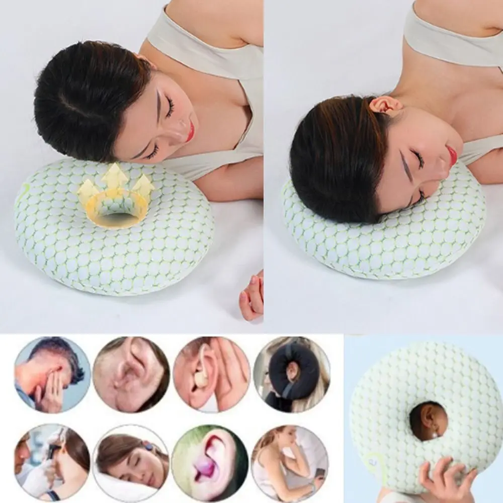 Cotton Filling Ear Piercing Pillow Ergonomic Portable Pillow with Ear Hole Breathable Comfortable Earring Pillow