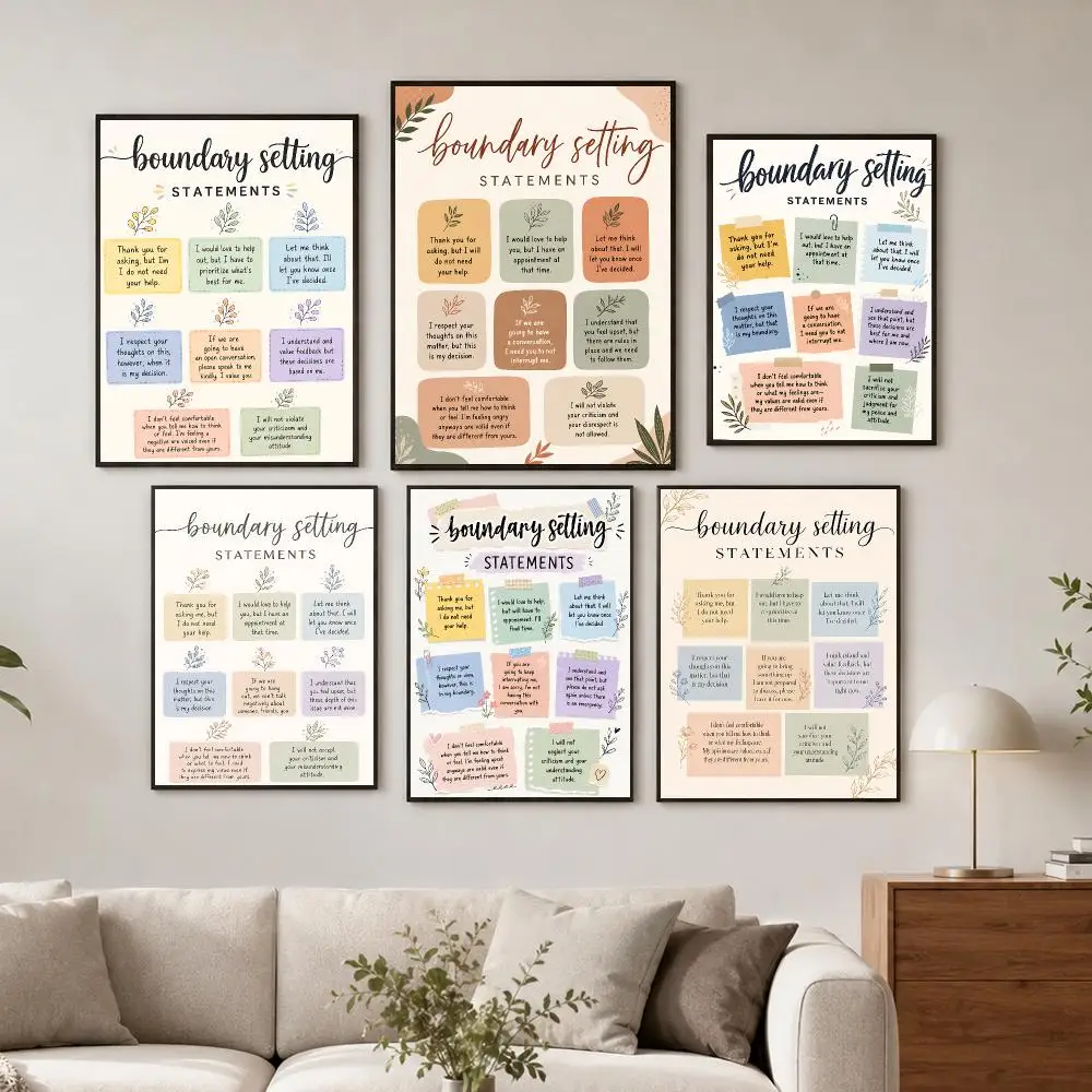 Healthy Boundary Mind Poster Wall Decor Self-Adhesive Aesthetic Modern Vibe Stylish Gift Friends Using Living Room Bedroom