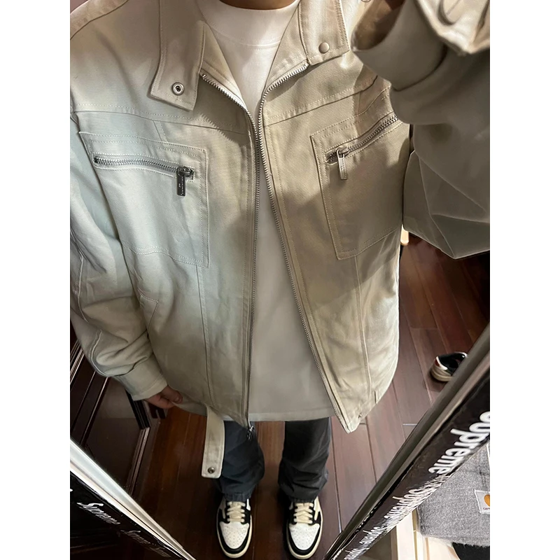 

Мужская рабочая куртка Cleanfit American Retro Harlan Jaet: модный бренд Haome, отложной воротник, из стираного канваса, весна-осень