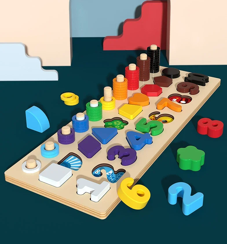 Kinder Montessori Mathe Spielzeug Für Kleinkinder Pädagogisches Holz Puzzle Angeln Spielzeug Zählen Anzahl Form Passenden Sortierer Spiele Bord Spielzeug