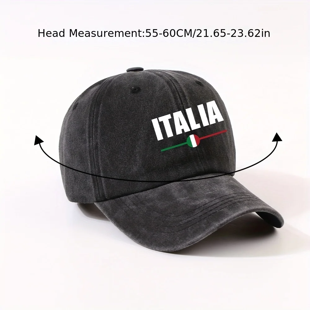 1 Adjustable, Lightweight, Baseball Cap with "ITALIA" Embroidery Black, Olive Green, Pink, Gray, Red, Navy Blue Perfect for