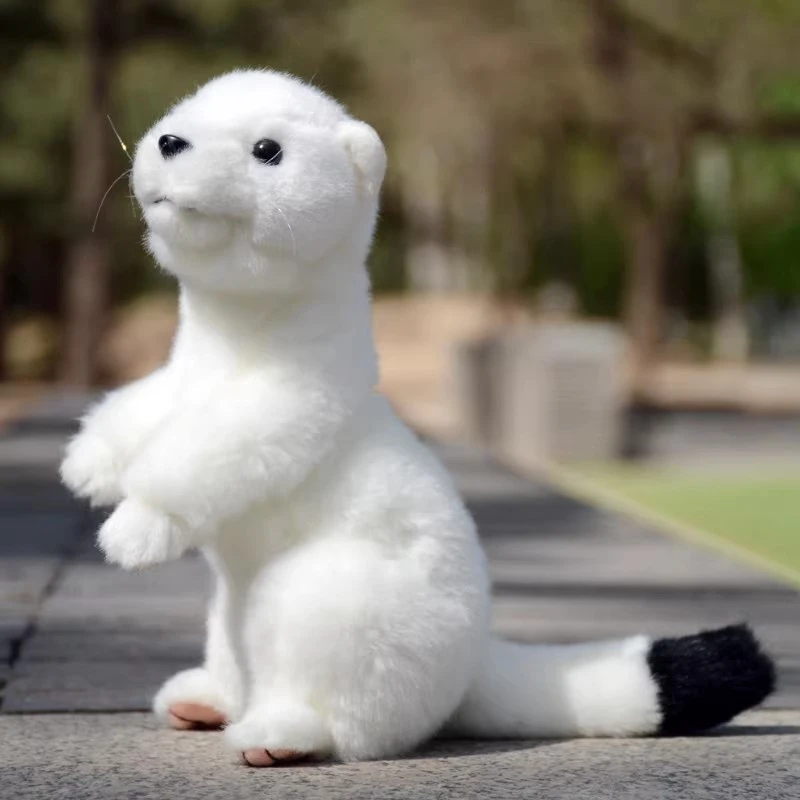 

Cute White Mink Plush Toy Simulation Animal Ferret Doll Decoration Birthday Gift 22cm DY10461