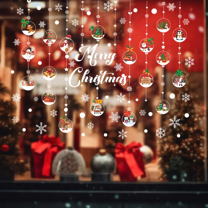 Christmas Snowman Crystal Window Sticker Wall StickerinsGlass decorative stickers double-sided visible self-adhesive removable