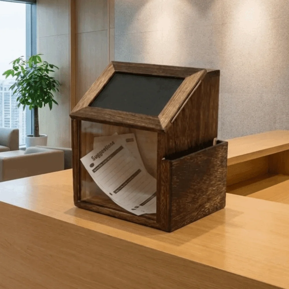 Retros Wooden Letter Box Large Storage Retro Suggestion Box Decorative Lockable Feedback Collection Box Schools